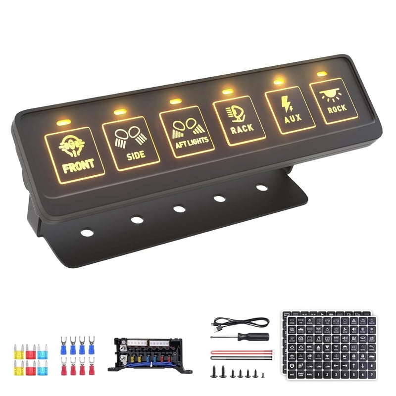 Fly Kan 6 Gang Wireless Switch Panel,Multifunction Remote Switch Panel for Offroad Lights with 4 Modes & 2 Power Options & Waterproof -Wide Applicable for 12V/24V Vehicles Truck SUV ATV UTV Boat etc. - Image 1